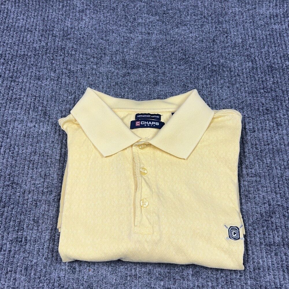 CHAPS Golf Shirt Mens XL Yellow‎ Polo Mercerized Cotton Short Sleeve Pullover